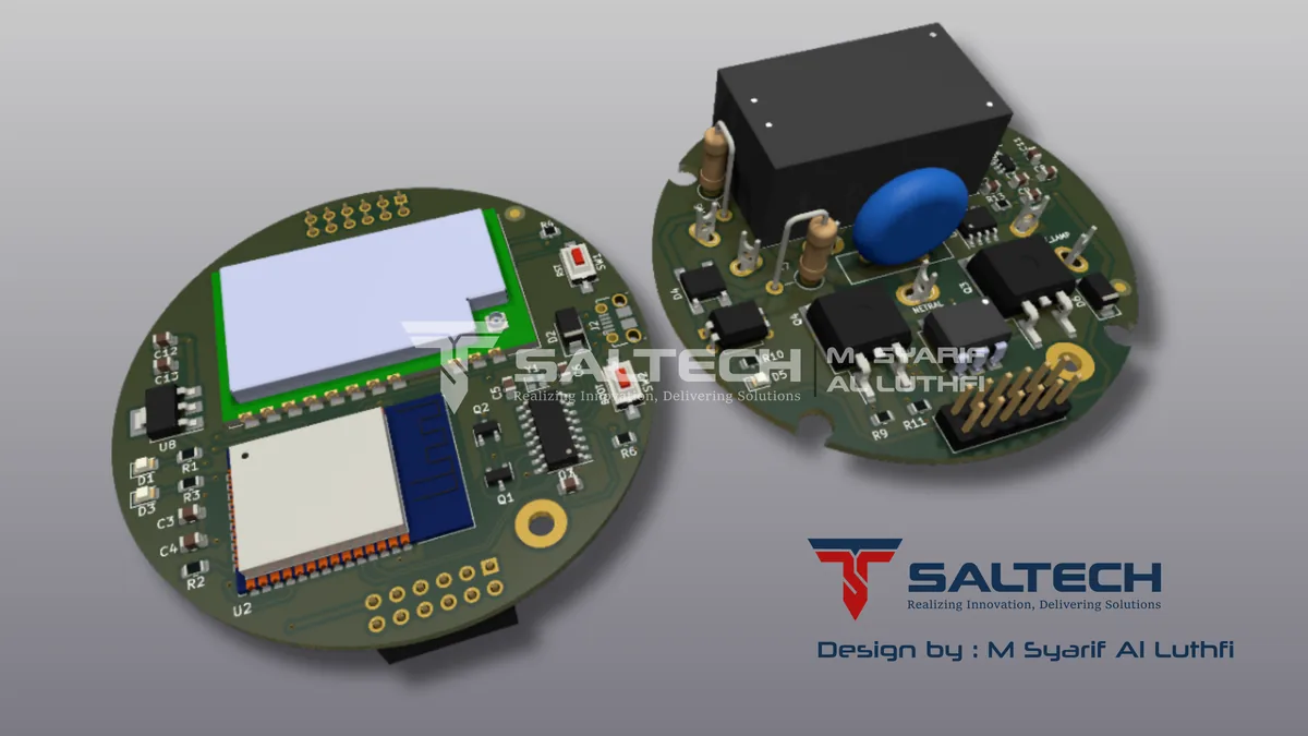 Render 3D smart PJU bentuk bulat NEMA 7