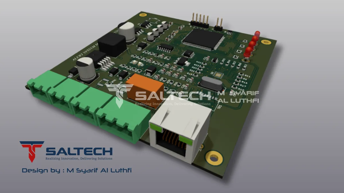 Render 3D board ethernet + terminal karya SALTECH