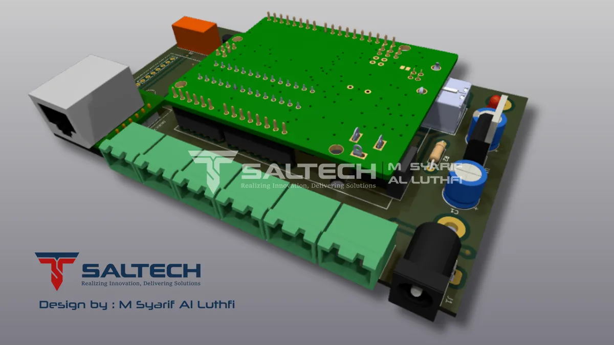 Render 3D mainboard multi-terminal karya SALTECH